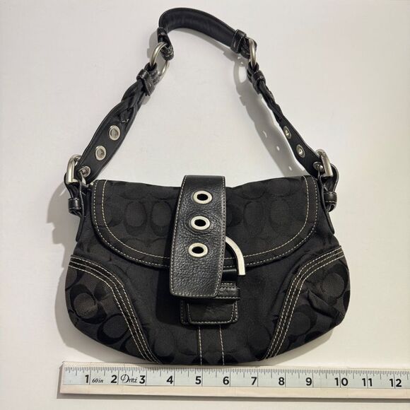 Vintage Coach 6171 Y2K Soho Bag Purse Baguette Jacquard Monogram Leather Black - Picture 7 of 13